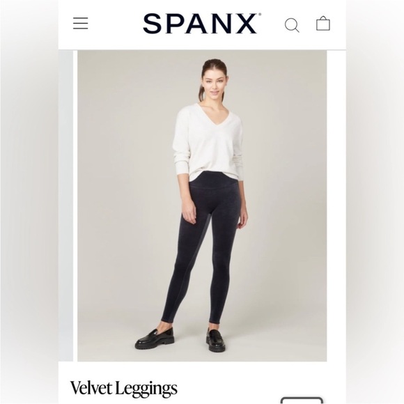 SPANX navy Velvet Leggings Sleek Form-Fitting Design comfort athleisure casual - Picture 2 of 14